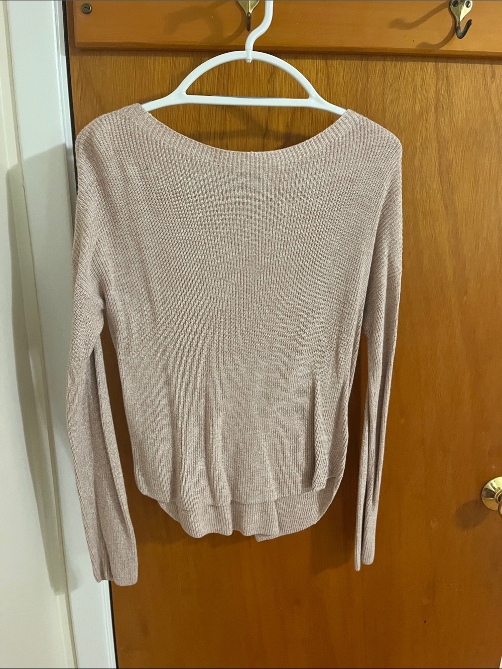 Express Light Blush Ribbed Boatneck Sweater